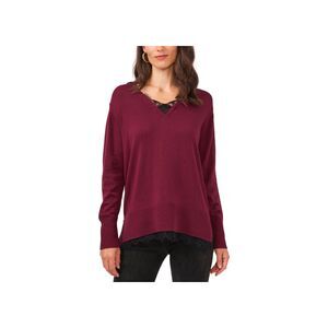Sam Jess Lace Trim V Neck Sweater
